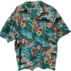 Royal Creations Hawaiian All Over Print Floral‎ Short Sleeve Button Up Shirt XXL